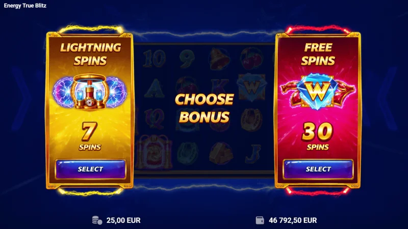 Energy True Blitz - lựa chọn tùy chọn Lightning Spins